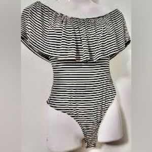 Off Shoulder Striped Bodysuit